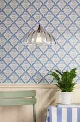 Mabel Pendant Clear Ribbed Glass and Antique Brass