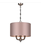 David Hunt Lighting Valerio 3 Light Pendant Complete with Silk Shade
