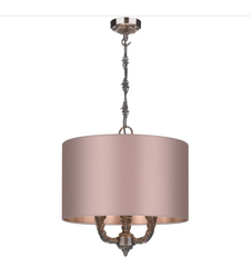 David Hunt Lighting Valerio 3 Light Pendant Complete with Silk Shade