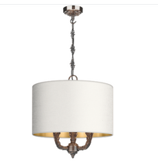 David Hunt Lighting Valerio 3 Light Pendant Complete with Silk Shade