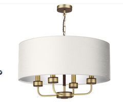 David Hunt Lighting Hunter 4 Light Pendant Brass with Bespoke Shade   HUN0440
