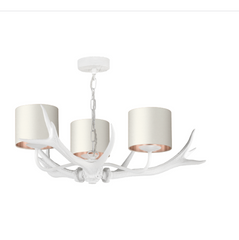 David Hunt Lighting Antler 3 Light Pendant White Complete with Bespoke Shades