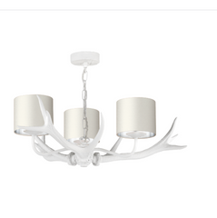 David Hunt Lighting Antler 3 Light Pendant White Complete with Bespoke Shades