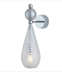 Ebb & Flow Smykke Wall lamp, Crystal with Glass ball, Silver