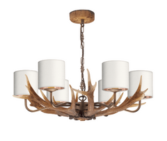 David Hunt Lighting Antler 6 Light Pendant Complete with Bespoke Shades