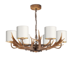 David Hunt Lighting Antler 6 Light Pendant Complete with Bespoke Shades