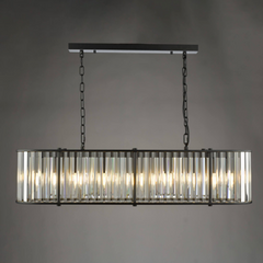 Kiran 7 Light Bar Pendant Satin Black and Crystal