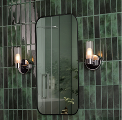 Bolton Bathroom Wall Light Polished Chrome and Ribbed Glass IP44