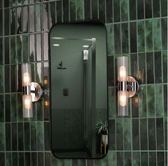 Bolton 2 Light Bathroom Wall Light Polished Chrome and Ribbed Glass IP44