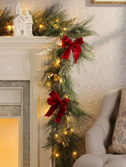 Laura Ashley Green Pre Lit Garland with Bells 180cm