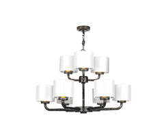 David Hunt Lighting Sloane 9 Light Complete With Bespoke Shades Pewter