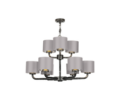 David Hunt Lighting Sloane 9 Light Complete With Bespoke Shades Pewter