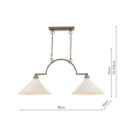 Joules Lynton 2 Light Pendant Satin Bronze and Cream