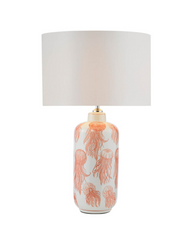 dar Lighting Cyanea Ceramic Table Lamp Pink and Satin Chrome base Only