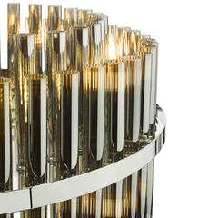 Imani 16 Light Pendant Polished Chrome and Smoked Ribbed Glass