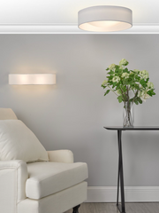 Nysa 2 Light Flush White Faux Silk 40cm