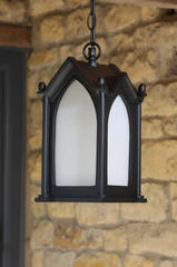 Canterbury Outdoor Porch Light Black and Frosted Glass IP23