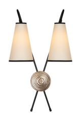 Battersea Double Wall Light Black and Bronze With Shades