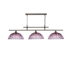 Mabel 3 Light Bar Pendant Antique Brass with Azalea Glass