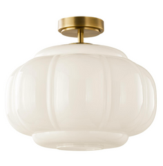 Sumitra Flush Antique Bronze and Opal Glass