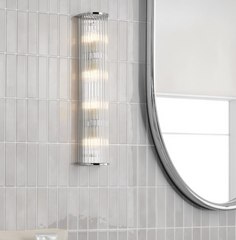 Tobiah 4 Light Bathroom Wall Light Polished Chrome and Glass IP44
