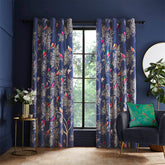 Smokey Birds Blue Readymade Curtains