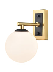 Stellar Wall light matt black and aged brass with opal glass