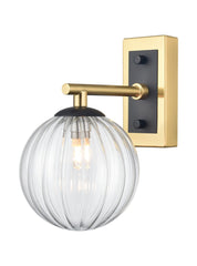 Stellar Wall light matt black and aged brass with clear glass