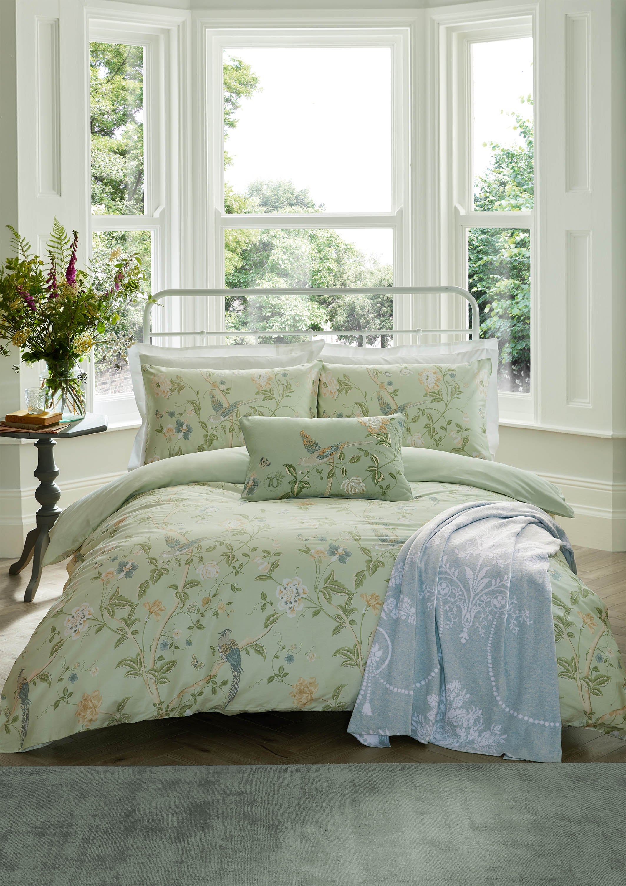 Laura Ashley designed duvet set in eau du nil colour way truly pretty with soft fresh green tones.