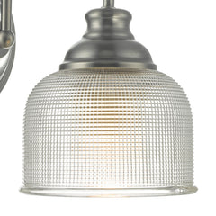 Tack Wall Light Industrial Nickel and Textured Glass