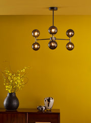Takara 6 Light Semi-Flush Matt Black and Bronze With Black Confetti Glass