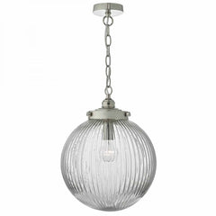 Tamara 1lt Pendant Satin Nickel & Ribbed Glass