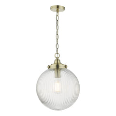 Tamara 1lt Pendant Antique Brass & Ribbed Glass