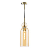 Tao Pendant Brushed Bronze and Amber Glass