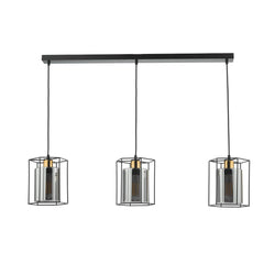 Tatum 3 Light Bar Pendant Matt Black and Smoked Glass