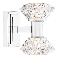 Tiana 2 Light Wall Light Polished Chrome and Faceted Acrylic