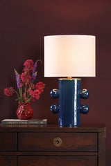 Tisha Table Lamp Blue Ceramic and Antique Brass With Shade
