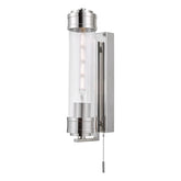 Tommaso Bathroom Wall Light Polished Nickel and Ribbed Glass IP44