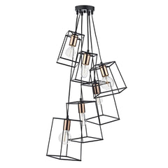 Tower 6 Lt Cluster Black and Copper TOW0622