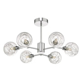 Tyka 6lt Semi Flush Polished Chrome & Glass Dar Lighting