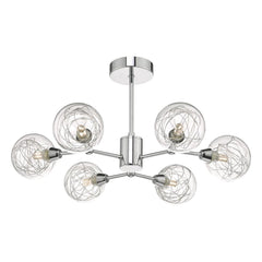 Tyka 6lt Semi Flush Polished Chrome & Glass Dar Lighting
