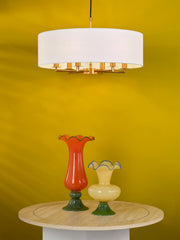 Tyler 6 Light Shadelier Antique Bronze and White With Shade