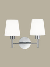 Franklite, Turin 2 light bracket. Chrome. Cream Shade
