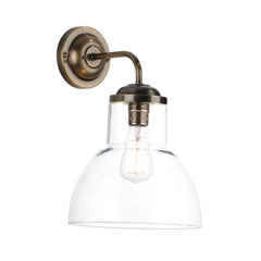 Upton Single Wall Light Antique Brass Clear Glass