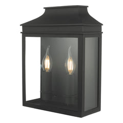Vapour 2LT Coach Lantern Wall Light Black VAP5022 Dar Lighting