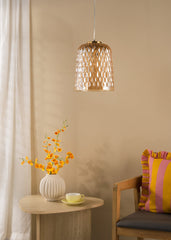 Varius Pendant Natural Brass and Amber Glass