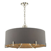 Veyron 6 Light Pendant Polished Nickel grey Shade Dar Lighting VEY0639