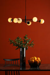 Vignette 6 Light Pendant Matt Black With Planet Style Glass