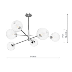 Vignette 6 Light Pendant Polished Chrome With Closed Glass