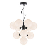 Vine 10 Light Pendant Satin Black With White Confetti Glass